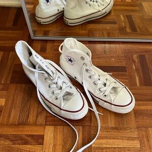 Converse White and Red High-Top Sneakers